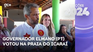 Governador Elmano de Freitas PT votou em escola na praia do Icaraí  Eleições 2024 no Ceará [upl. by Karilynn80]