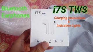 How to Charge i7S TWS Bluetooth Wireless Earphone Charging Instructions amp LED Indication Lights [upl. by Aicatan]