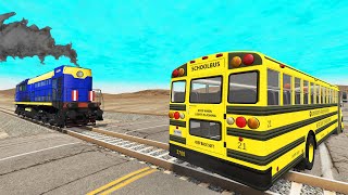 Truck Rescue Bus Cars  Cars vs Double Rails 2  BeamNGDrive [upl. by Erma]