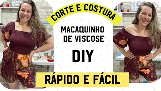 CORTE E COSTURA FÁCIL DESSE MACAQUINHO LINDO DE VISCOSE DIY SEM MOLDE passoapasso costura diy [upl. by Natsirc]