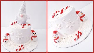 تزيين كيكة بعجينة السكر بطريقة بسيطة جدااا كيكة الكريسمس Christmass Cake [upl. by Alyhs]