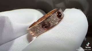 Fine Jewellery Custom Cartier Love Ring Pave With Diamonds 18K Rose Gold [upl. by Enawtna]