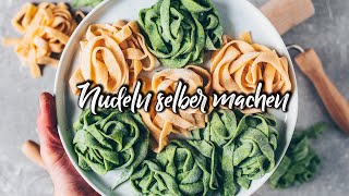 Nudeln selber machen  Nudelteig ohne Ei vegan  Rezept [upl. by Ajnotal]