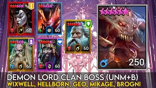 UNM Clan Boss  Wixwell Hellborn Geomancer Mikage Brogni  Raid Shadow Legends Guide [upl. by Nohtanoj]