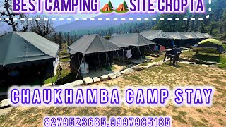 Best camping🏕️🏕️side chopta chaukhamba camp stay choptacamping choptatungnath travel onlinebook [upl. by Sabanrab]