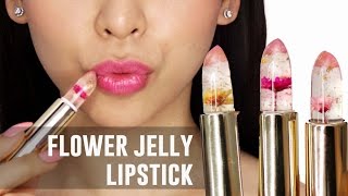 FLOWER JELLY LIPSTICK THAT CHANGES COLOR  TINA TRIES IT [upl. by Acinat]