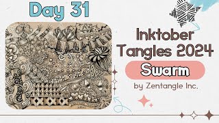 Inktober Tangles 2024  Day 31  Swarm  How to draw [upl. by Halak465]