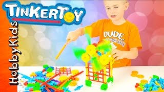 Tinker Toys HobbyFrog Builds Bridge  Super Model Set Toy Review Family Fun HobbyKidsTV [upl. by Atinaw54]