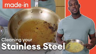 How To Properly Clean Stainless Steel Pans  Made In Cookware [upl. by Arimas]