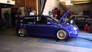 Supercharged VW Golf R32 AWD on RWD Dyno  374whp300wtq [upl. by Goebel677]