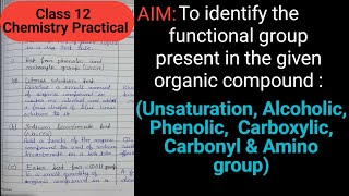 To Identify the Functional Group Present in the Given Organic Compound Class 12 Chemistry Practical [upl. by Yesteb]