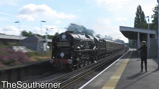 35028 quotClan Linequot on a charge with the Atlantic Coast Express 02072022 [upl. by Anahgem]