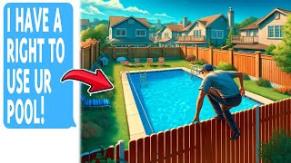 Neighbor Trespasses To Use My Pool HUGE Legal Trouble Ensues After I call 911 [upl. by Dnilasor400]