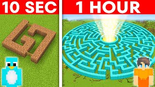 10 Seconds vs 1 Hour  GIANT MAZE Build Challenge in Minecraft [upl. by Eillod]