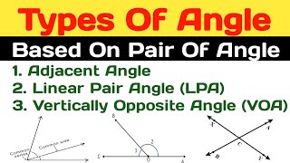 Types of angle  Adjacent Angle Linear Pair Angle and Vertically Opposite Angle [upl. by Neyuq]