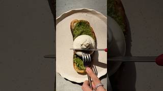 Burrata Pesto Toast with Hot Honey amp Chilli Oil😍 food burrata sourdough cheese toast pesto [upl. by Phillie448]