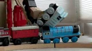 Thomas the Tank Engine Spencers train crashes into Gordons train 3 times slomo [upl. by Ilrak140]