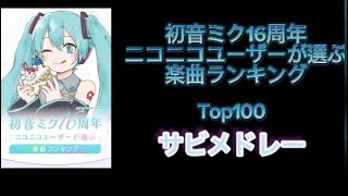 初音ミク16周年 ニコニコユーザーが選ぶ楽曲ランキングTop100 サビメドレー [upl. by Fosdick260]