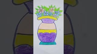 How to draw🌼🌸 Flower vase drawing colouringshorts feedart creative easy drawingvideo [upl. by Ainolloppa]