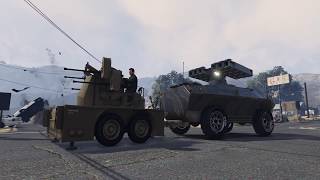 GTA V How to attach AntiAircraft trailer to APC  GUNRUNNING DLC Requires 2 players [upl. by Koosis]