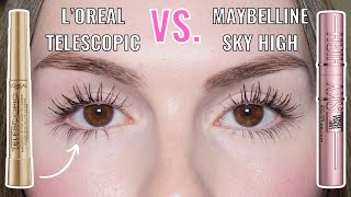 LOREAL TELESCOPIC MASCARA VS MAYBELLINE LASH SENSATIONAL SKY HIGH MASCARA  BEST DRUGSTORE MASCARA [upl. by Donna]