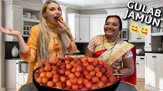 Cooking Gulab Jamun with my Indian MotherInLaw II My Favorite Indian Sweet [upl. by Ultun155]