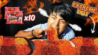 Eating 3x Worlds Hottest Spicy Noodles x4 Packs 🥵🥵 Epic Reaction [upl. by Ynohtnaleahcim]