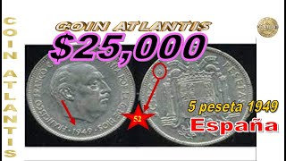 5 peseta 1949 España valor 25000 [upl. by Anitap]