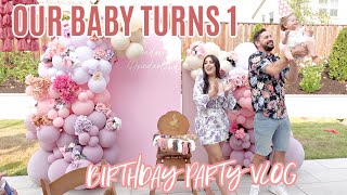 OUR BABYS FIRST BIRTHDAY PARTY VLOG Meadow TURNS 1 [upl. by Brotherson]