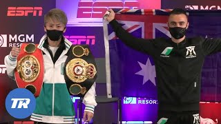 Naoya Inoue amp Jason Moloney come face to face before Unified Title Fight  PRESS CONFERENCE FACEOFF [upl. by Omura785]