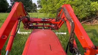 Kubota L5030 50hp tractor wicking Johnson grass in hay field [upl. by Nickelsen888]