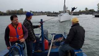 WYC Towing Razorbill 1D35 Sailboat to mast crane [upl. by Spaulding]