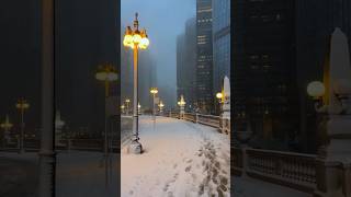 Welcome to the heart of Chicago ❤️🇺🇸 as snow falls the city glows with unparalleled beauty ✨ [upl. by Liban]