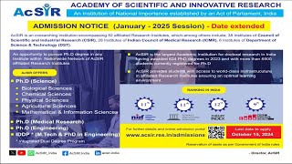 AcSIR PhD Admission 2025  Last Date Again Extended  Apply Now [upl. by Nolte]