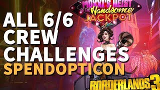 All The Spendopticon Crew Challenges Borderlands 3 [upl. by Paterson]