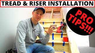 Professional Stair Tread amp Riser Installation  Complete Install Process [upl. by Oicafinob]