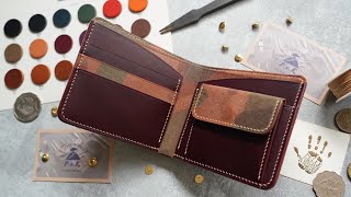 Making a Leather Bifold Wallet with Coin Pocket  DIY BUILD ALONG [upl. by Ybbed]