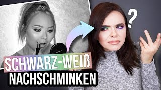 Ich schminke ein SCHWARZWEIßES Makeup Tutorial nach 🤔😂 [upl. by Paget324]