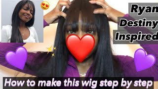 HOW TO MAKE A WIG W BANGS NO CLOSURE STEP BY STEP INSTALLATION BEGINNER FRIENDLY  RECOOL HAIR 🤤 [upl. by Fording309]