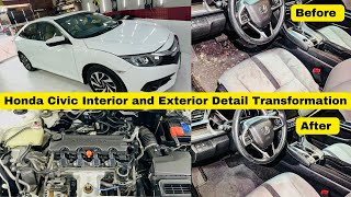 Honda Civic Interior and Exterior Detail Transformation Deep Cleaning Everything [upl. by Ecirtemed505]