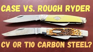 Which carbon steel is better Case Crome Vanadium or Rough Ryder T10 Stockman knife battle [upl. by Latreese]