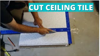 How To cut Ceiling Tiles Include Shadowline Borders  Step By Step [upl. by Jonny1]