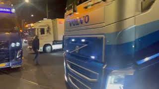 Trucker protest Freedom Convoy Netherlands starting off in The Hague right now First footage [upl. by Crescin]