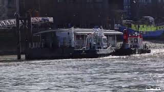 16224 LFB Lambeth River Fire Station Towed For Refurbishment River Thames [upl. by Nimsaj]