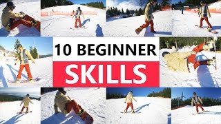 10 Beginner Snowboard Skills  First Day Riding [upl. by Sidwell391]