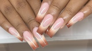 Fall Inspired Ombré French Nails  GelX Nails  Tapered Square Nails [upl. by Vasquez518]