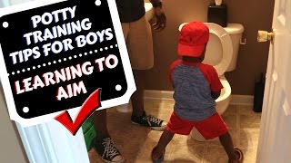 EASY POTTY TRAINING A BOY TIPS  Standing Up amp Learning How to Aim [upl. by Kceb]