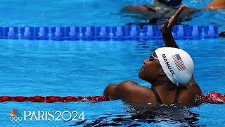 Simone Manuel holds off Douglass Walsh to win 100m freestyle semi at Trials  NBC Sports [upl. by Cate]