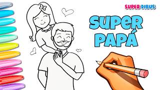 Como Dibujar a PAPÁ E HIJA Dia del Padre  FACIL Paso a Paso [upl. by Noemys]