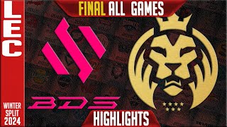 BDS vs MDK Highlights ALL GAMES  LEC Winter 2024 Playoffs Lower FINAL  Team BDS vs Mad Lions KOI [upl. by Bondon]